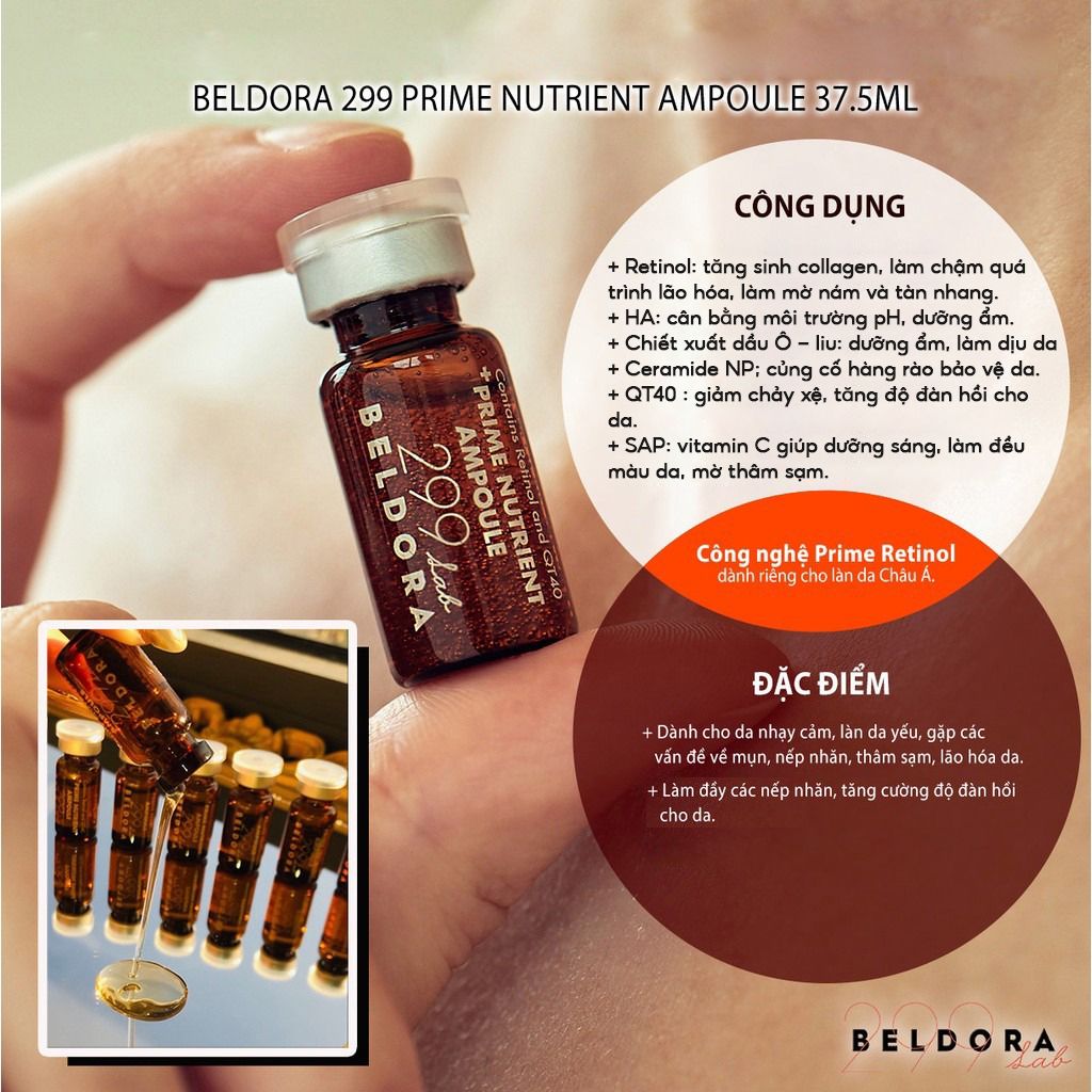 Tinh Chất Retinol Hỗ Trợ Trẻ Hóa Da Beldora 299 Prime Nutrient Ampoule 2.5ml