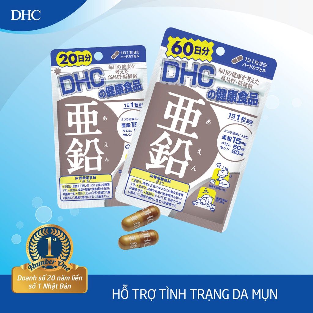 Viên Uống Hỗ Trợ Miễn Dịch, Tăng Cường Sức Đề Kháng, Cải Thiện Da Mụn, Bổ Sung Kẽm DHC Zinc