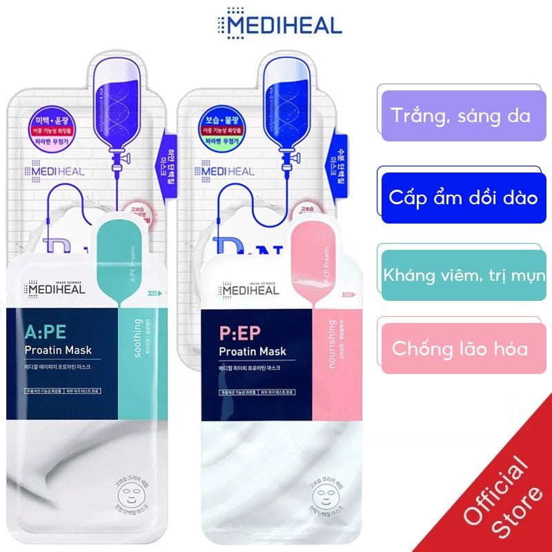 Mặt Nạ Dưỡng Ẩm, Dưỡng Trắng, Giảm Mụn, Chống Lão Hóa Mediheal Proatin Mask