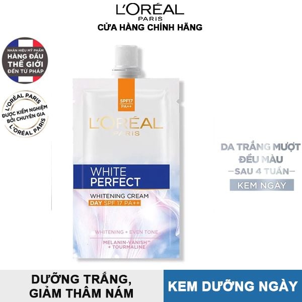  [Mini 7ml] Kem Dưỡng L'Oreal Giúp Dưỡng Sắng Da, Đều Màu Da Ban Ngày White Perfect Day Cream SPF17/PA++ 