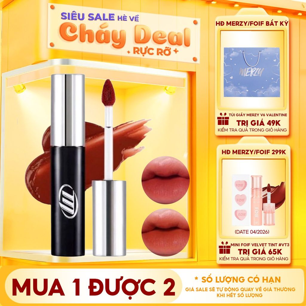 [NEW BY AI] Son Kem Lì, Mịn Mượt Nhẹ Môi, Bền Màu Merzy Cyber Mellow Tint