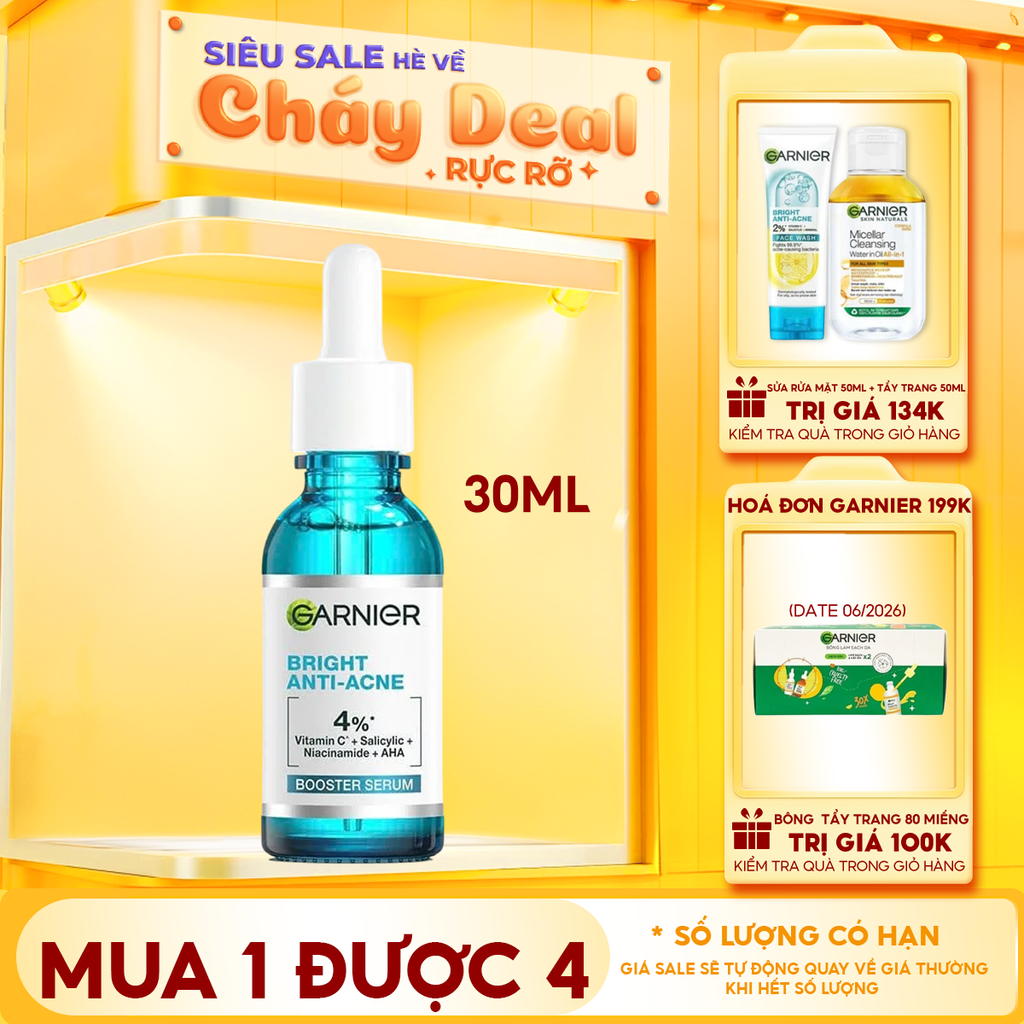 Serum Garnier Tinh Chất Dưỡng Sáng Da, Mờ Thâm Nám Skin Naturals Bright Complete Anti - Acne Booster Serum