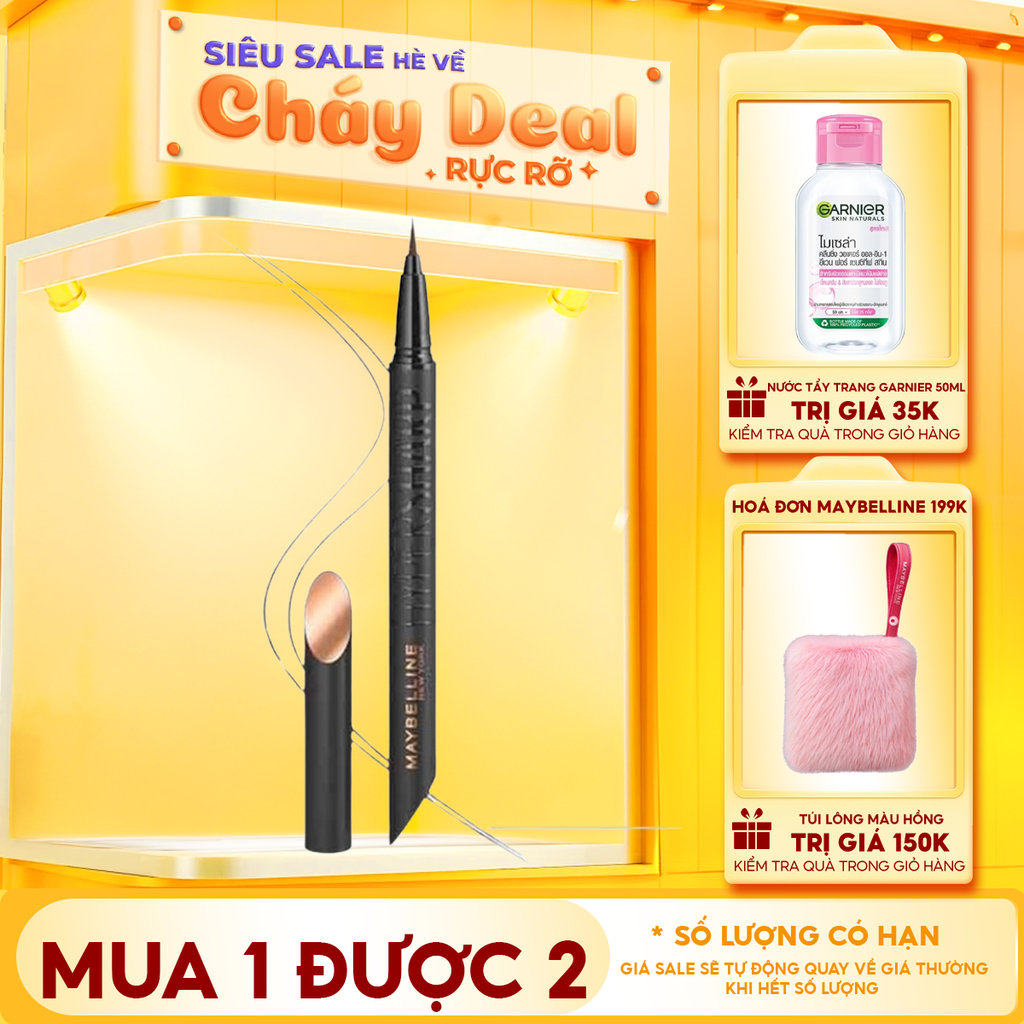 Bút Kẻ Mắt Nước Siêu Sắc Mảnh, Không Lem Trôi Maybelline New York Hyper Sharp Liner Extreme 0.4g