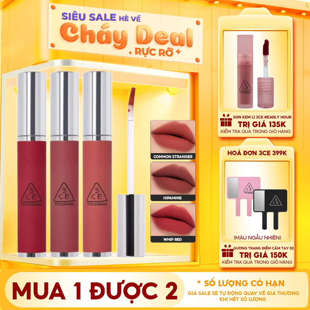 Son Kem Lì, Mịn Mượt Môi 3CE Hazy Lip Clay 4g
