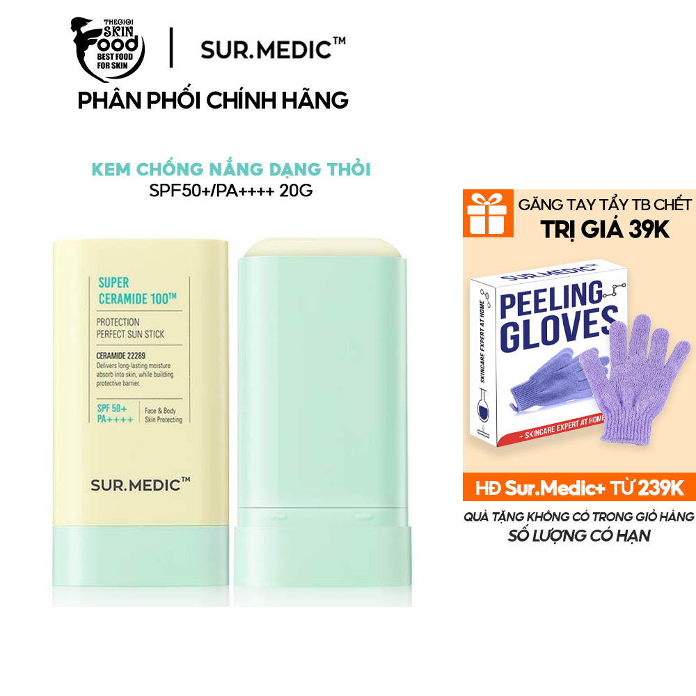 Kem Chống Nắng Dạng Thỏi Dưỡng Ẩm, Dịu Nhẹ Sur.Medic Super Ceramide 100™ Protection Perpect Sun Stick SPF50+/PA++++ 20g