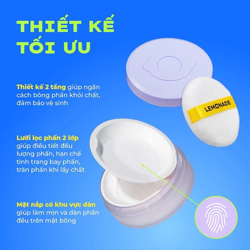Phấn Phủ Mỏng Nhẹ Kiềm Dầu, Thuần Chay Lemonade Supermatte No Makeup Loose Powder 9g