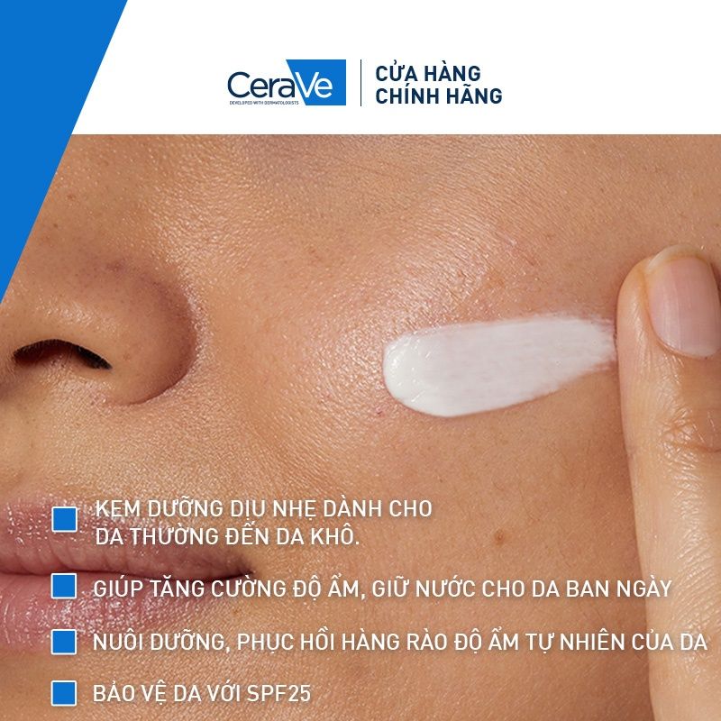 Sữa Dưỡng Ẩm Ban Ngày Dành Cho Da Khô Cerave Developed With Dermatologists Facial Moisturising Lotion AM 52ml