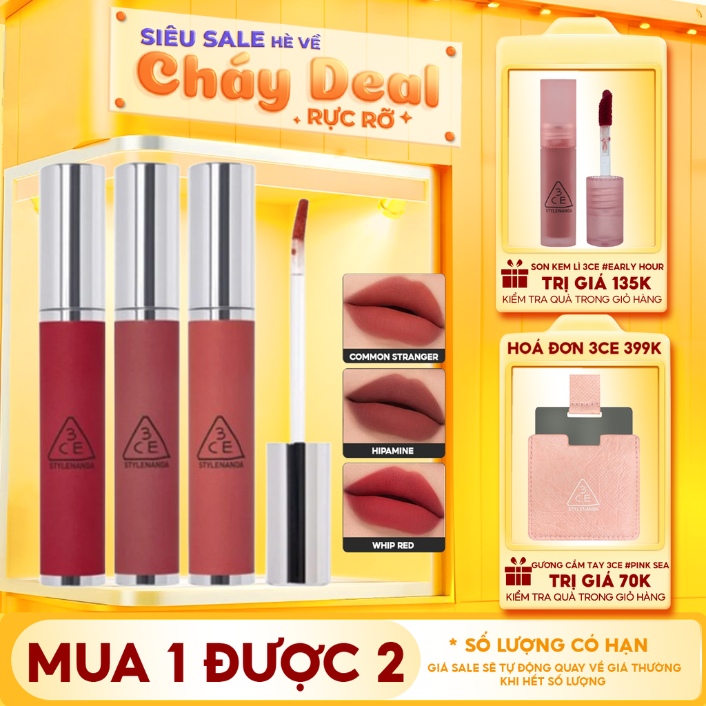 Son Kem Lì, Mịn Mượt Môi 3CE Hazy Lip Clay 4g