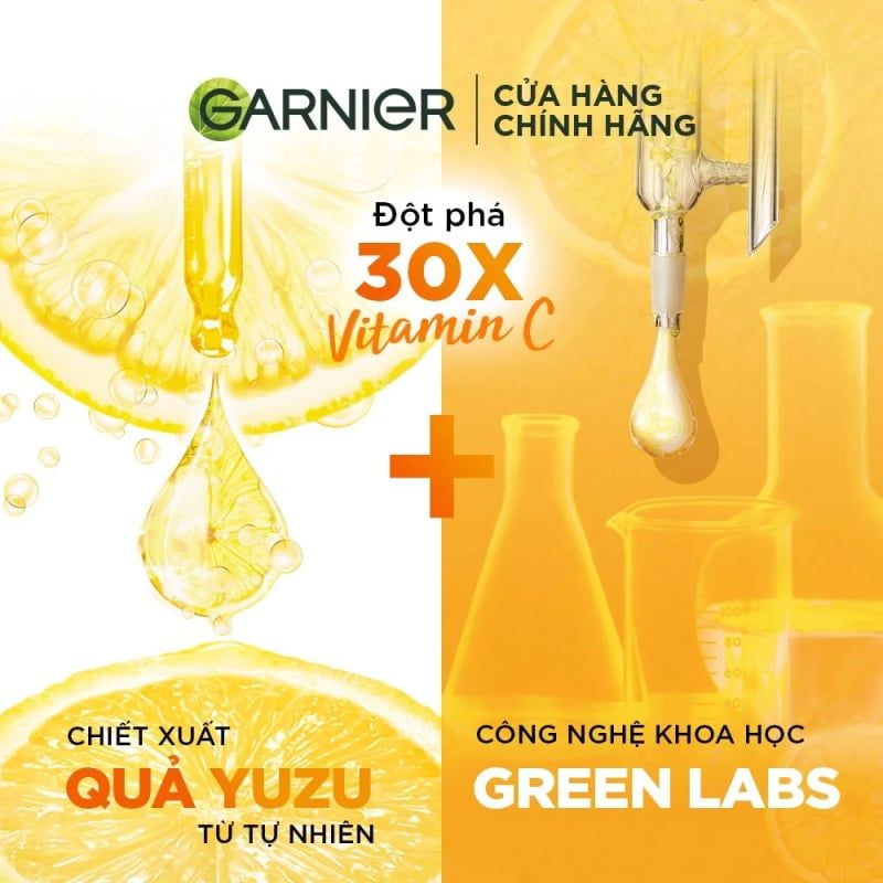 Serum Garnier Tinh Chất Tăng Cường Sáng Da Mờ Thâm Garnier Light Complete Vitamin C 30X Booster Serum