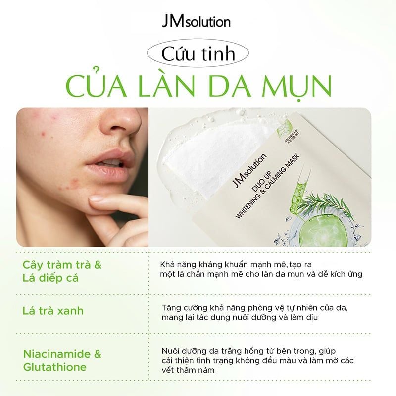 Mặt Nạ Miếng Jmsolution Cấp Ẩm, Hỗ Trợ Dưỡng Sáng Da Duo Up Whitening Mask 30ml