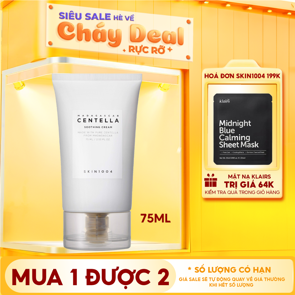 Kem Dưỡng Skin1004 Làm Dịu Da Chiết Xuất Rau Má Madagascar Centella Soothing Cream 75ml
