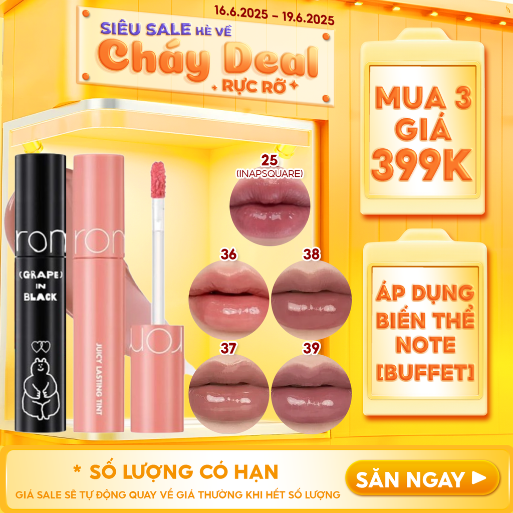 [NEW][Màu 1-39] Son Tint Lì Romand Căng Bóng The Juicy Lasting Tint