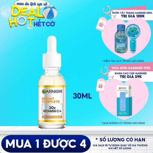 Serum Garnier Tinh Chất Tăng Cường Sáng Da Mờ Thâm Garnier Light Complete Vitamin C 30X Booster Serum