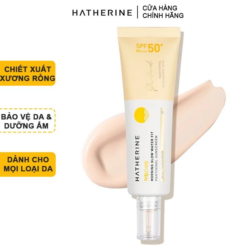 Kem Chống Nắng Dưỡng Ẩm Và Bảo Vệ Da Hatherine Morning Glow Water Fit Panthenol Sunscreen SPF 50+/PA ++++ 50ml