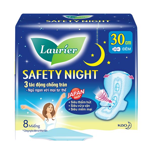 Băng Vệ Sinh Laurier Ban Đêm 30cm Safety Night (Che tên sản phẩm khi giao hàng) 