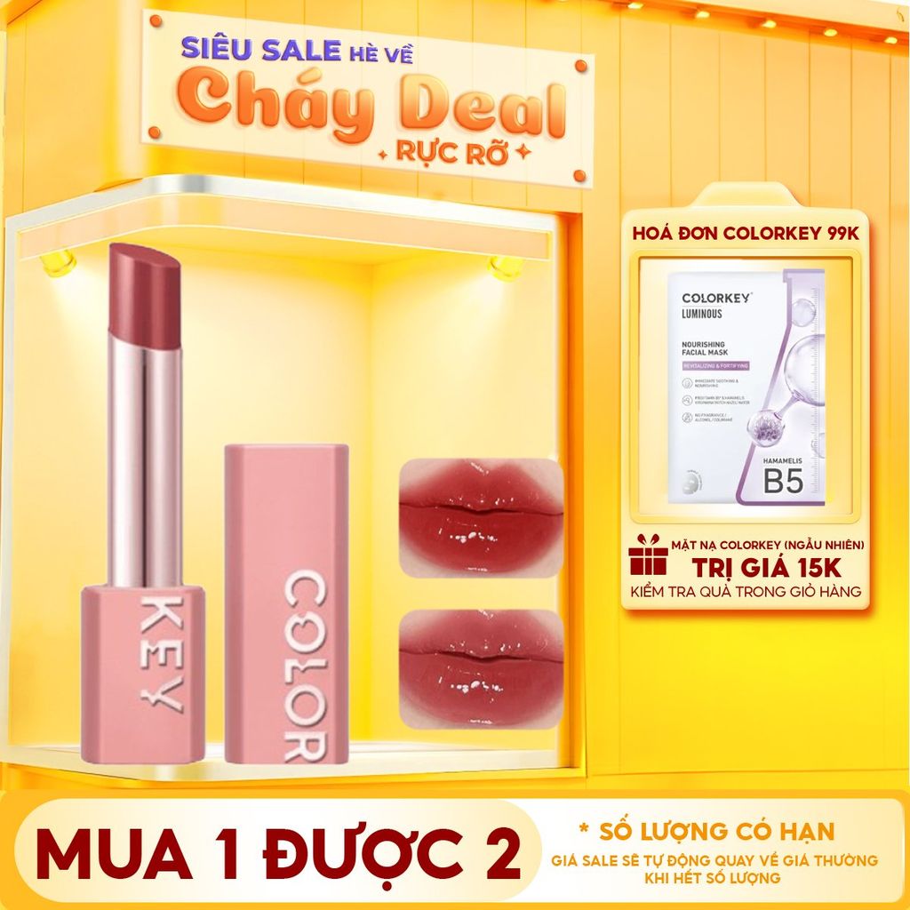 Son Thỏi Có Màu Dưỡng Ẩm, Căng Bóng Môi Colorkey Juicy Glow Lipstick 3g