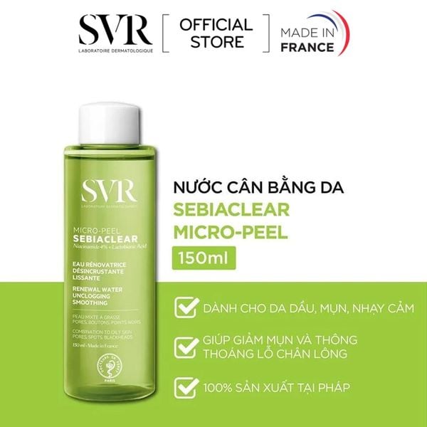  Nước Hoa Hồng SVR Dành Cho Da Dầu Mụn Sebiaclear Micro Peel 150ml 