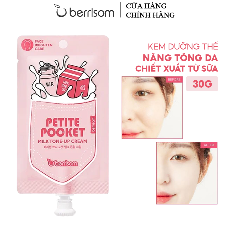 Kem Dưỡng Nâng Tông Dạng Túi Chiết Xuất Từ Sữa Berrisom Petite Pocket Milk Tone-up Cream 30g