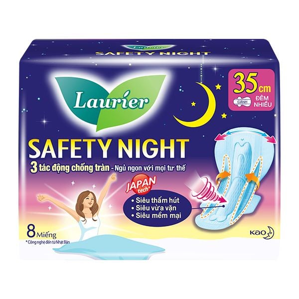  Băng Vệ Sinh Laurier Ban Đêm Nhiều 35cm Safety Night (Che tên sản phẩm khi giao hàng) 