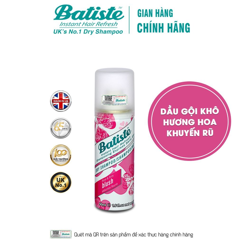 Dầu Gội Khô Batiste Giúp Làm Sạch, Tóc Bồng Bềnh Dry Shampoo 50ml - CHERRY