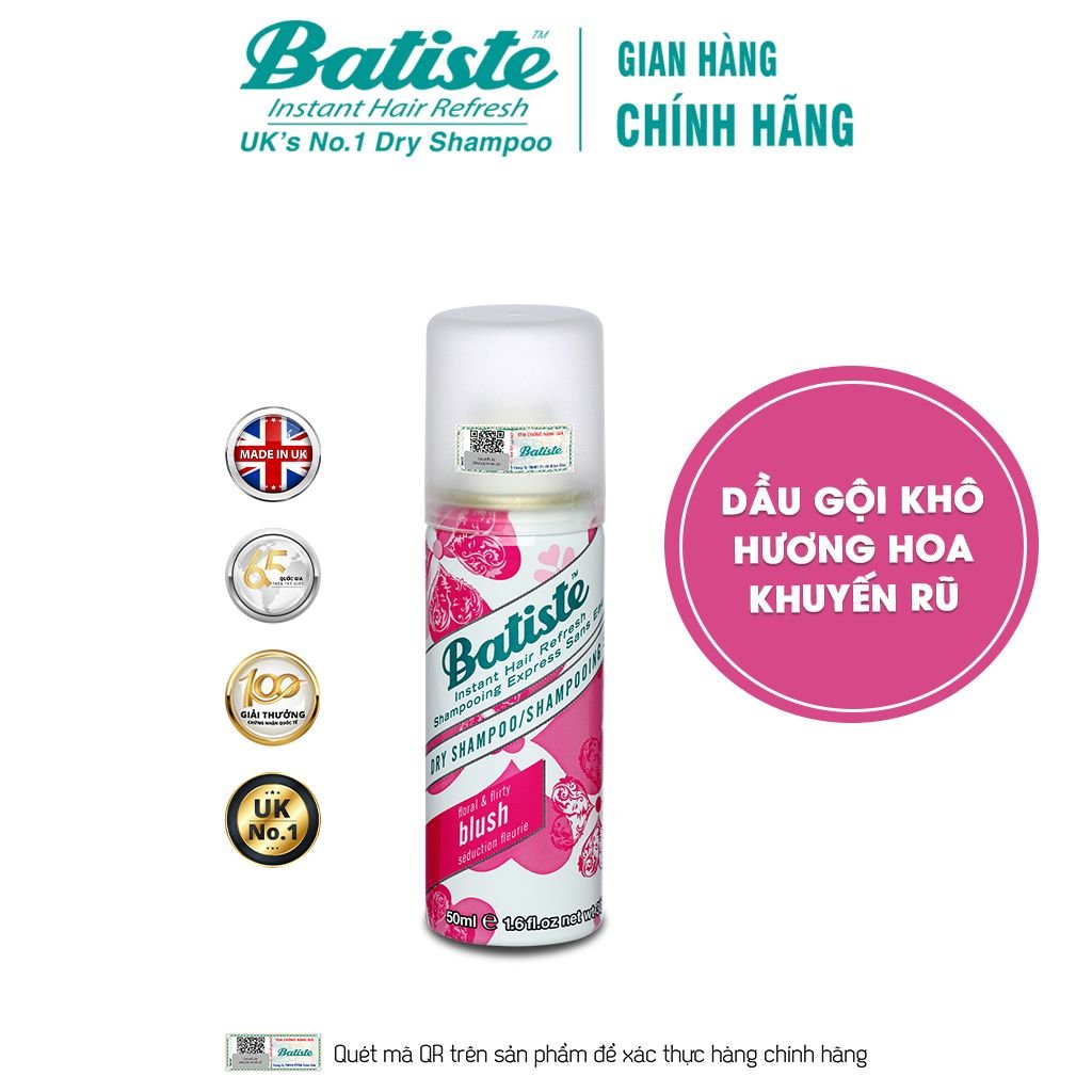 Dầu Gội Khô Giúp Làm Sạch, Tóc Bồng Bềnh Batiste Dry Shampoo 50ml - CHERRY