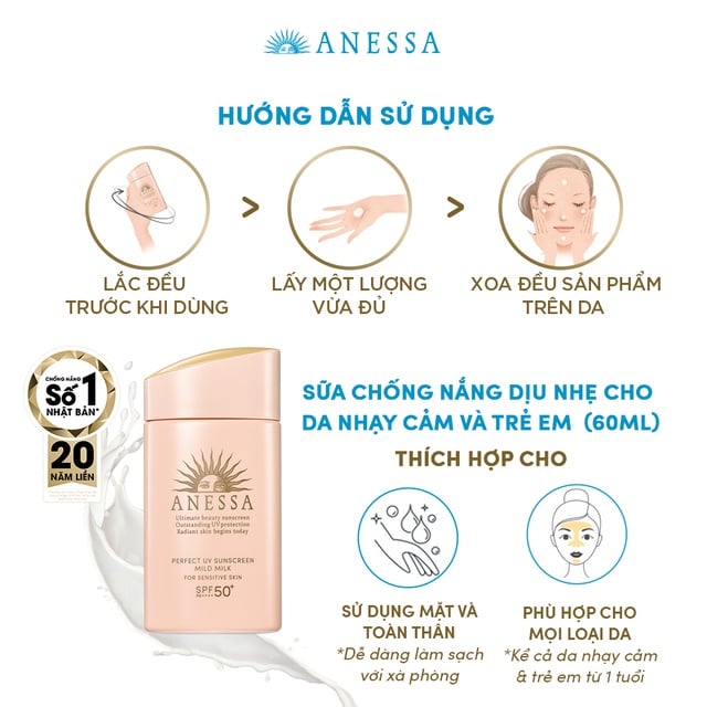 Kem Chống Nắng ANESSA Perfect UV Sunscreen Mild Milk A 60ml – THẾ GIỚI  SKINFOOD