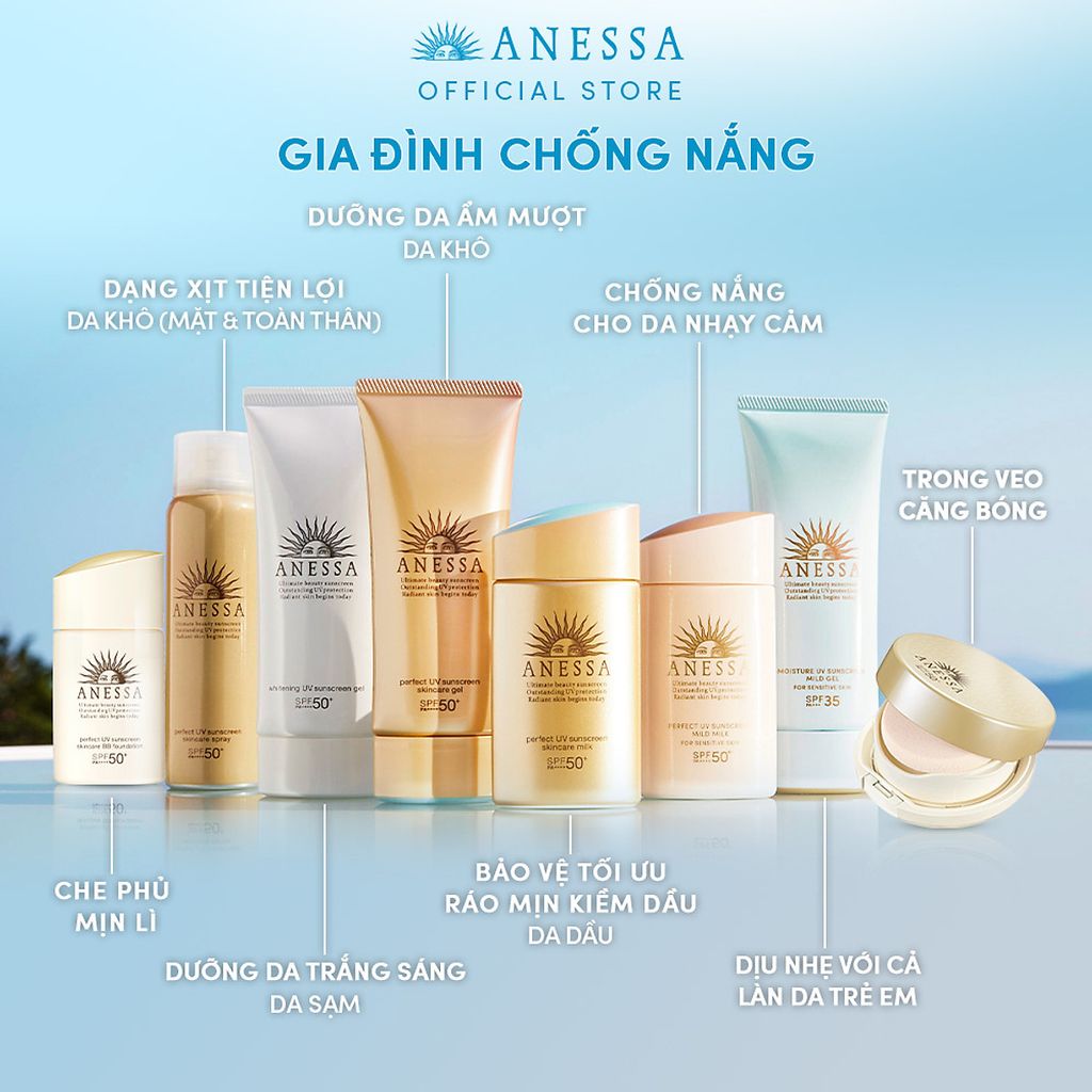 Kem Nền Trang Điểm Chống Nắng Mỏng Nhẹ Anessa Perfect UV Sunscreen Skincare BB Foundation SPF50+/ PA++++ 25ml - A1 Da Sáng