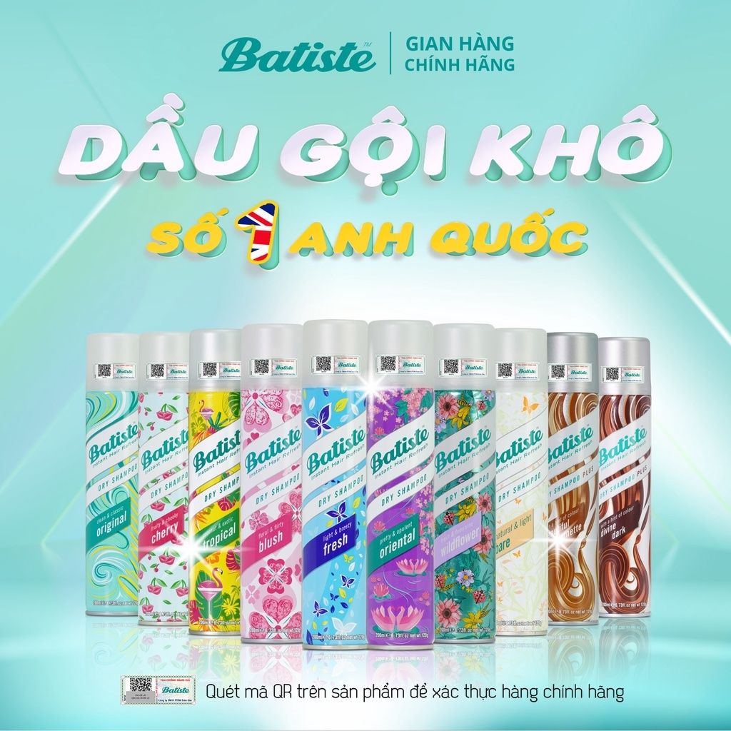 Dầu Gội Khô Giúp Làm Sạch, Tóc Bồng Bềnh Batiste Dry Shampoo 200ml