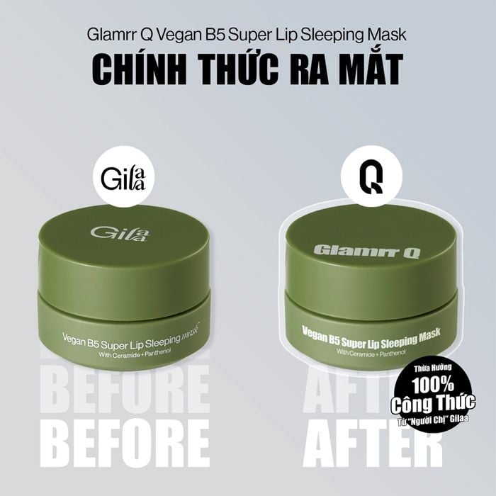 Mặt Nạ Ngủ Môi Thuần Chay Cấp Ẩm, Trẻ Hóa Môi Glamrr Q Vegan B5 Super Lip Sleeping Mask 10ml