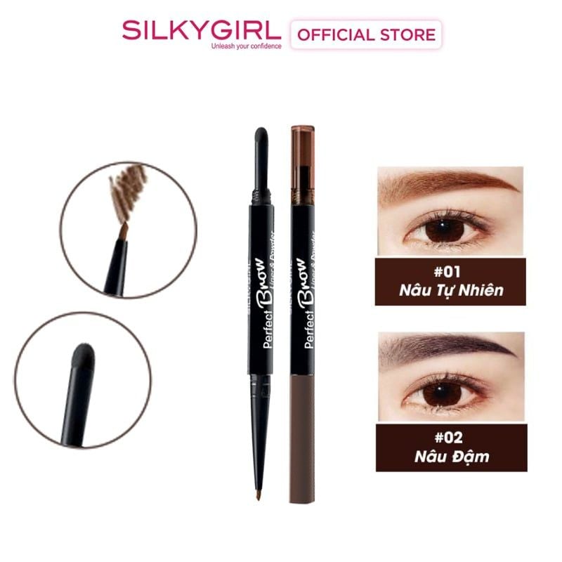 Chì Kẻ Mày Tạo Hiệu Ứng Nét Mày Tự Nhiên Silkygirl Perfect Brow Liner & Powder 0.5g #02 DARK BROWN