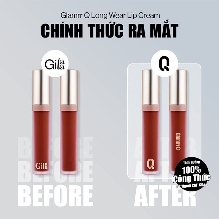 Son Kem Siêu Lì, Lâu Trôi, Mịn Mượt Nhẹ Môi Glamrr Q Long Wear Lip Cream 5g