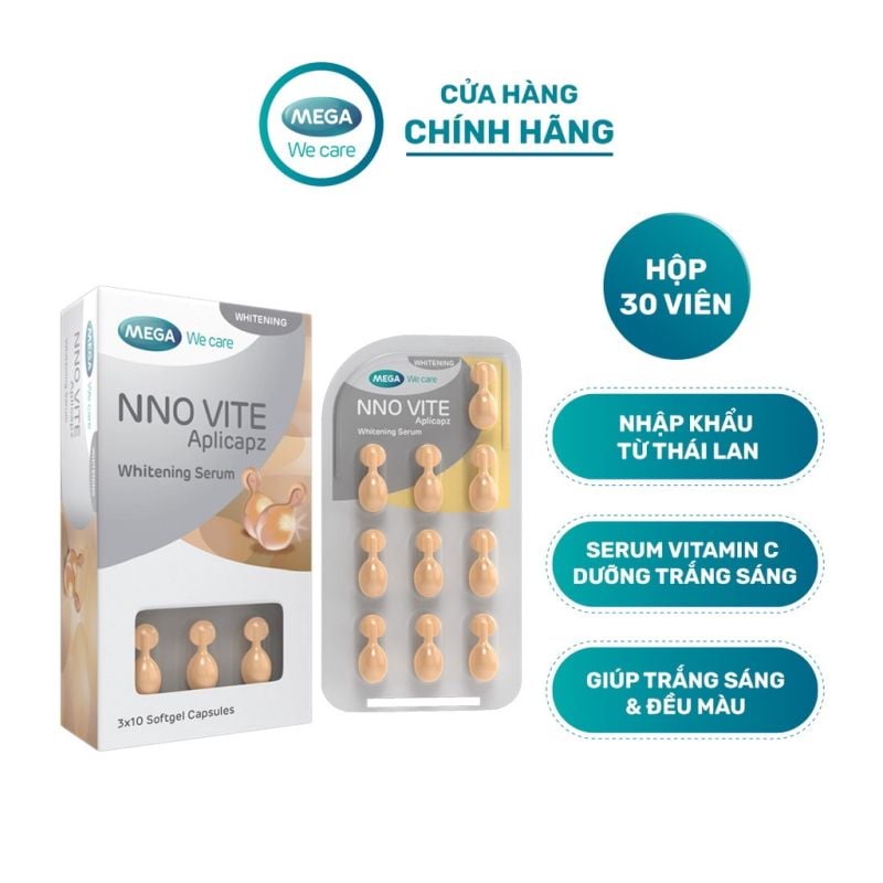 [Hộp 30 viên] Serum NNO Vite Tinh Chất Dưỡng Sáng Da, Làm Đều Màu Da NNO Vite Aplicapz Whitening Serum