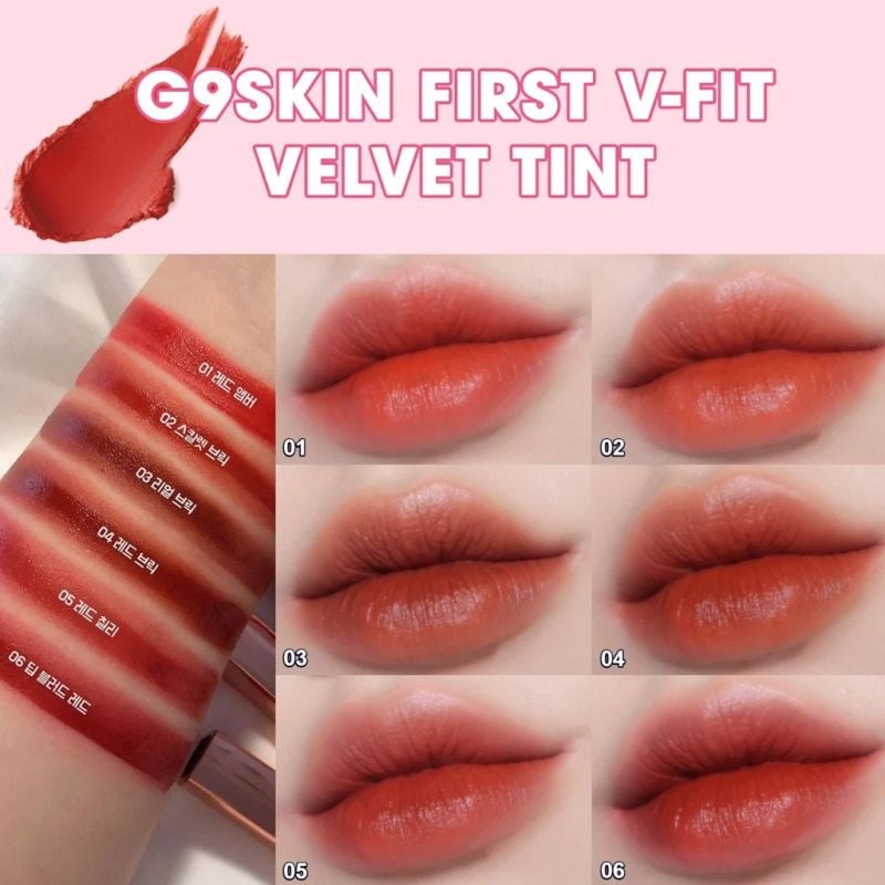 [Màu 1-6] Son Kem Lì, Siêu Mịn Mượt, Lên Màu Chuẩn G9Skin First V-Fit Velvet Tint