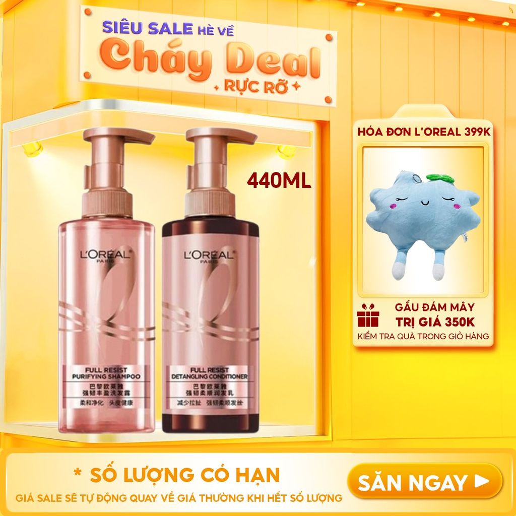 Dầu Gội, Dầu Xả Giảm Rụng Tóc, Giúp Tóc Chắc Khỏe L'oreal Full Resist 440ml
