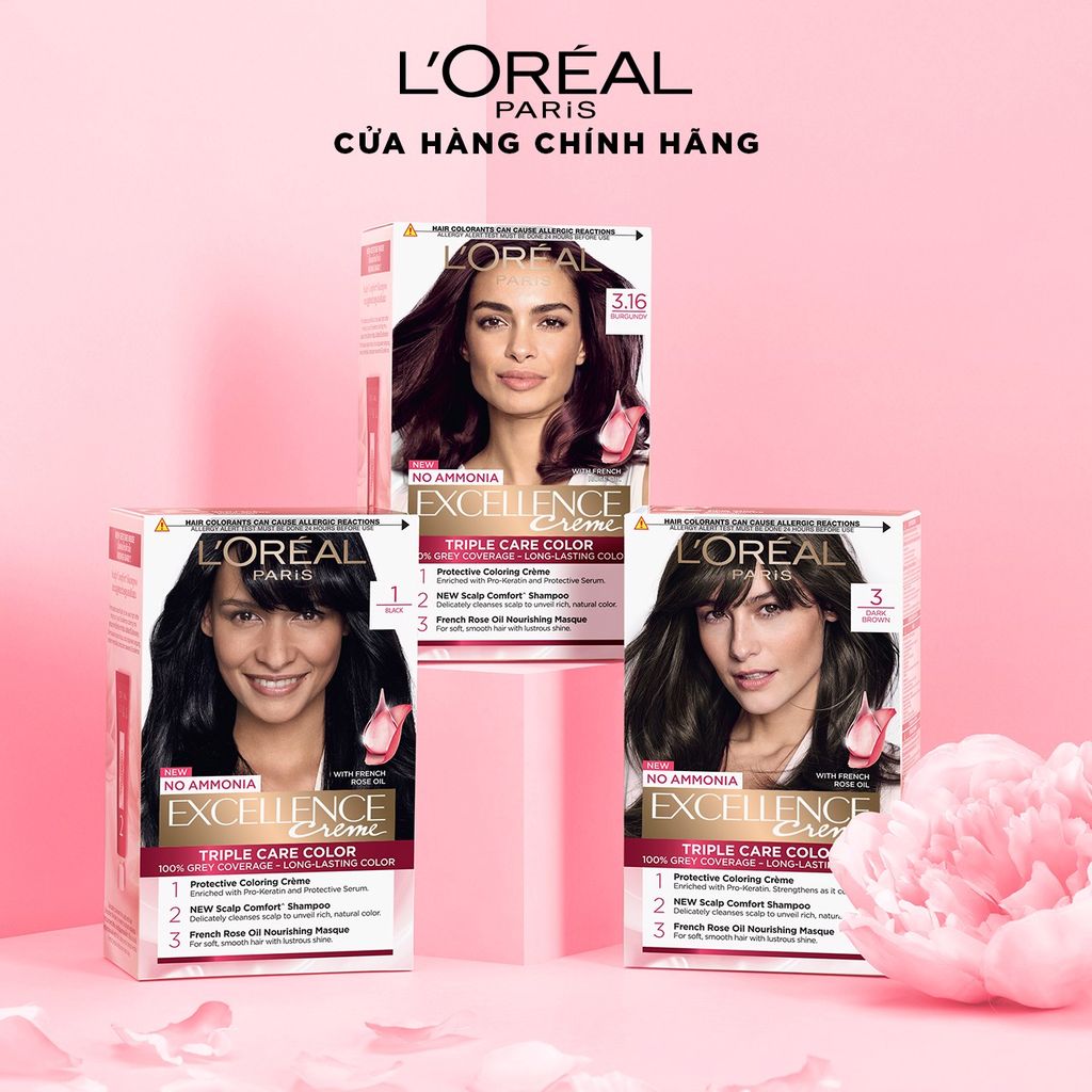 Kem Nhuộm Tóc Phủ Bạc L'Oreal Excellence Creme 172ml – THẾ GIỚI SKINFOOD Kem Nhuộm Tóc Phủ Bạc L'Oreal Excellence Creme 172ml – THẾ GIỚI SKINFOOD