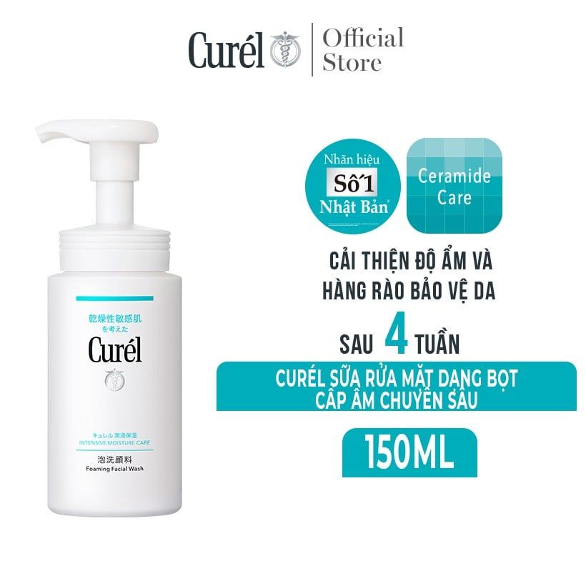 Rửa Mặt Dạng Bọt Cấp Ẩm Chuyên Sâu Curél Intensive Moisture Care Foaming Facial Wash