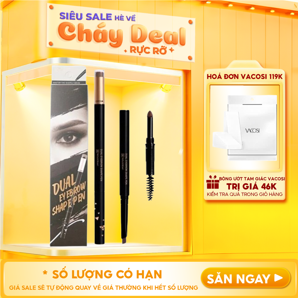 Chì Kẻ Mày Vacosi Định Hình Đa Năng Natural Studio Dual Eyebrow Shape Pen 5ml