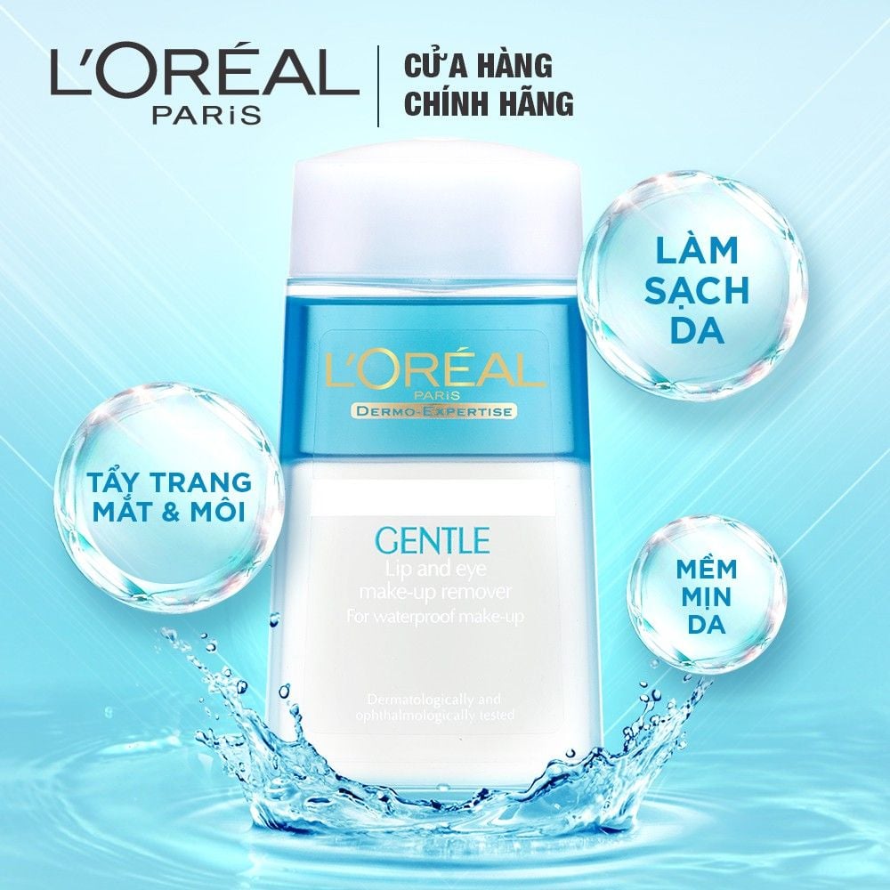 Nước Tẩy Trang Dành Cho Mắt Và Môi L'Oreal Gentle Lip & Eye Make Up Remover 125ml