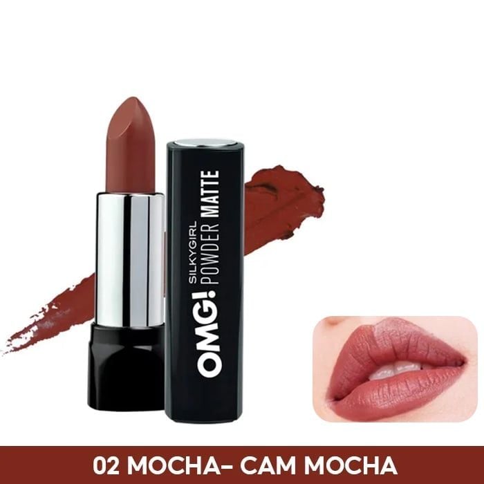 Son Thỏi Lì Silkygirl Siêu Mịn Môi OMG Powder Matte #02 MOCHA 3.5g