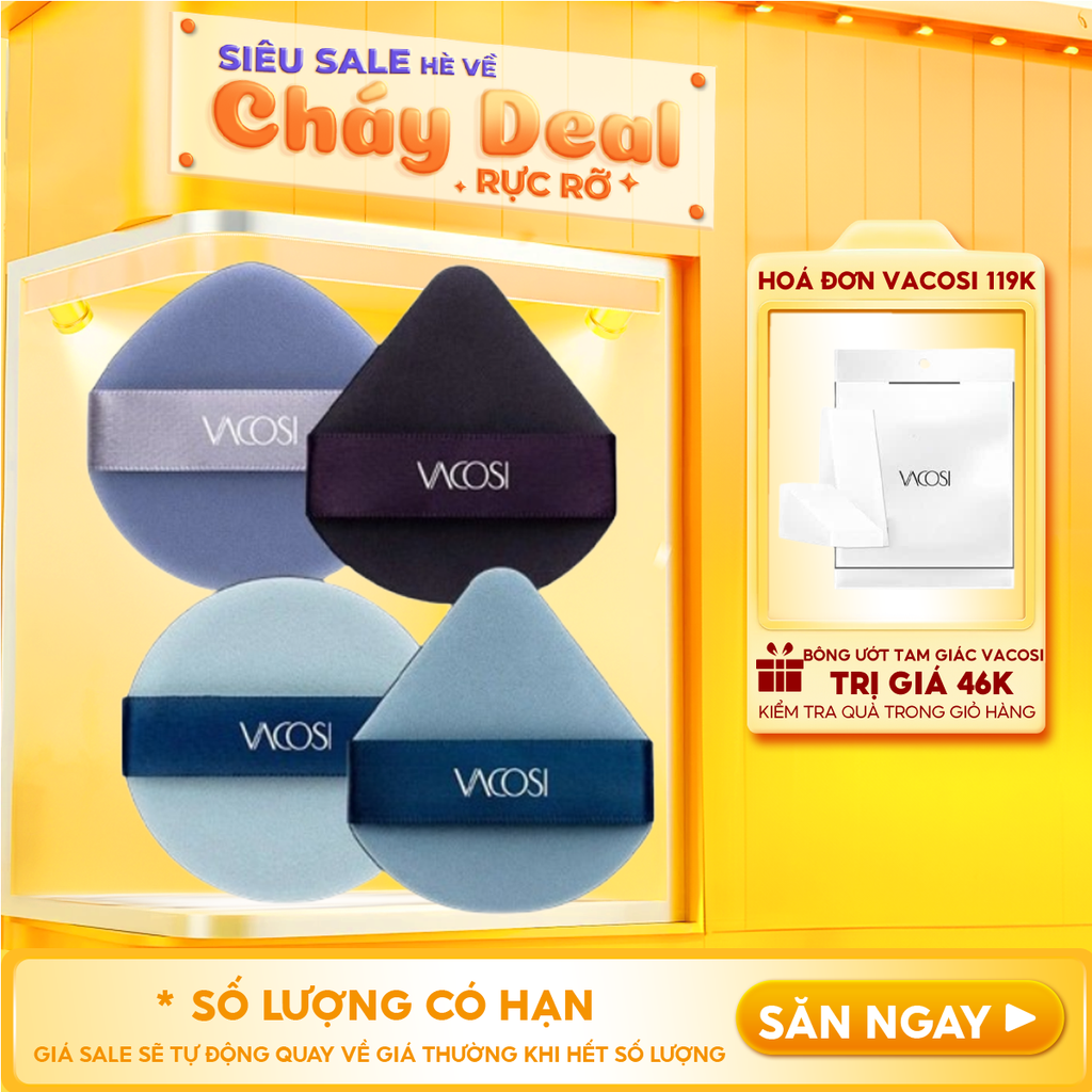 Set 2 Bông Phấn Cushion 2 Mặt Vacosi