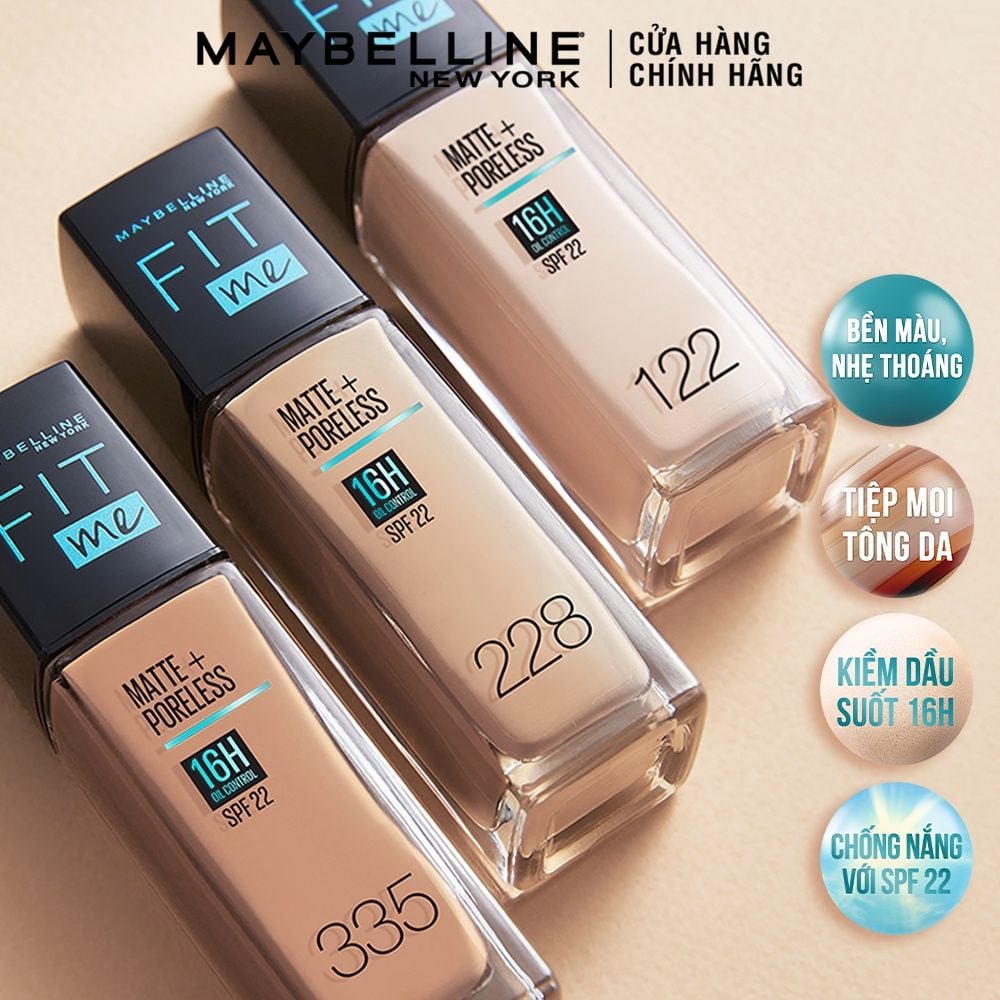 Kem Nền Kiềm Dầu, Cho Lớp Nền Mịn Lì Tự Nhiên Maybelline Fit Me Matte Poreless Foundation 30ml