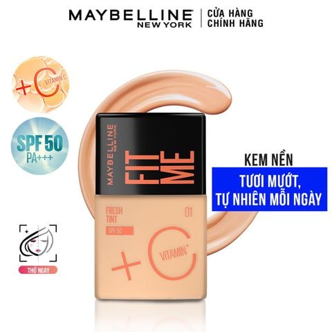 Kem Nền Tươi Mướt, Chống Nắng Bảo Vệ Da Maybelline New York Fit Me Fresh Tint SPF50/PA+++ 30ml