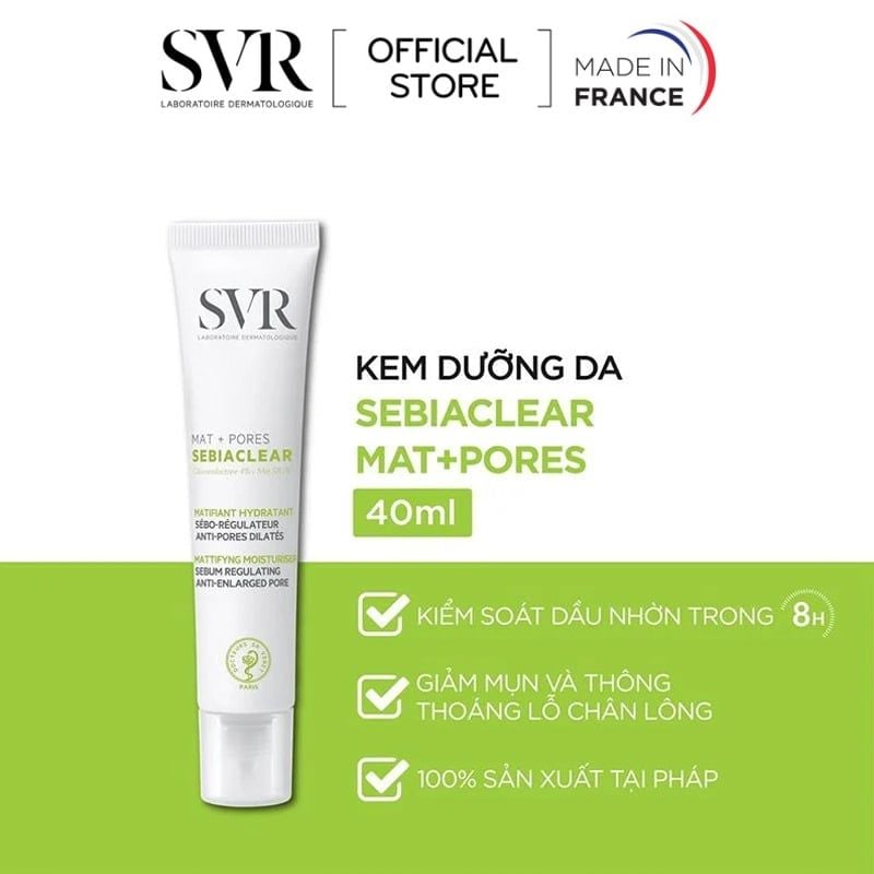 Kem Dưỡng Cải Thiện Mụn, Thông Thoáng Lỗ Chân Lông SVR Sebiaclear Mat + Pores 40ml