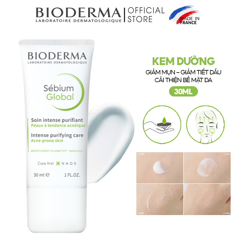 Kem Dưỡng Giảm Mụn, Hỗ Trợ Giảm Mụn Bioderma Sebium Global 30ml (date 3/2025)