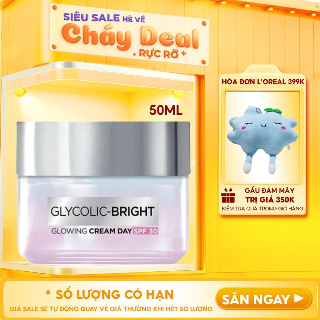 Kem Dưỡng Ban Ngày Hỗ Trợ Mờ Thâm Nám L'Oreal Glycolic Bright Glowing Cream Day