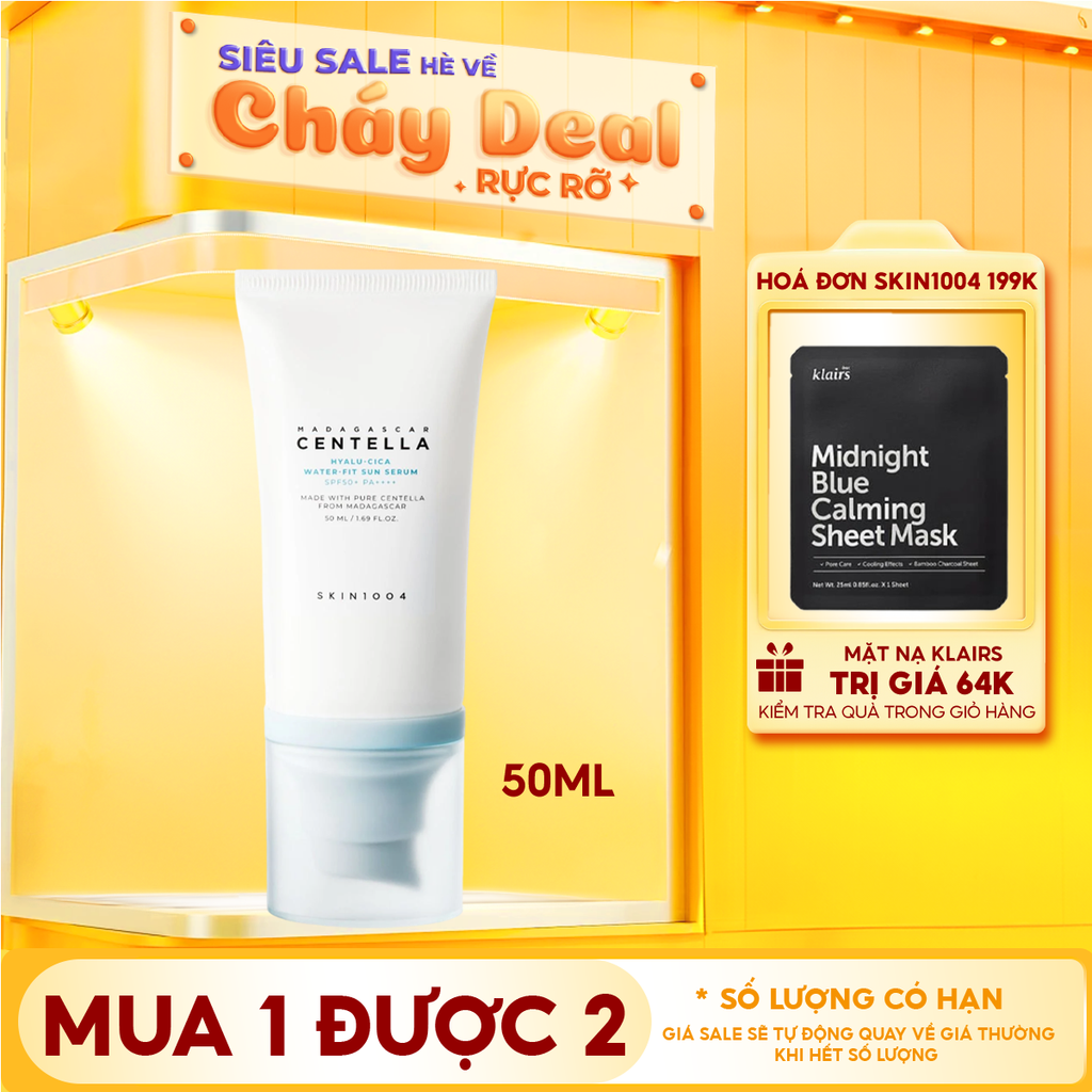 Tinh Chất Chống Nắng Skin1004 Cấp Ẩm, Làm Dịu, Bảo Vệ Làn Da Madagascar Centella Hyalu-Cica Water Fit Sun Serum SPF50+ PA++++ 50ml