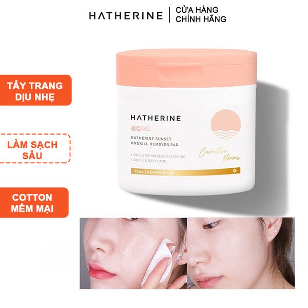 Bông Tẩy Trang Dịu Nhẹ Hatherine Sunset Onekill Remover Pad - 70 miếng