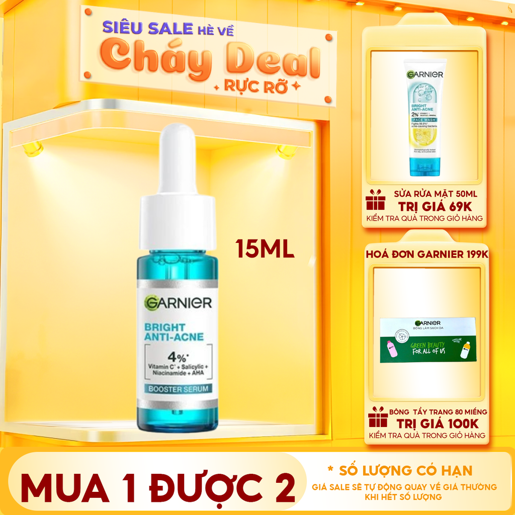 Serum Garnier Tinh Chất Dưỡng Sáng Da, Mờ Thâm Nám Skin Naturals Bright Complete Anti - Acne Booster Serum