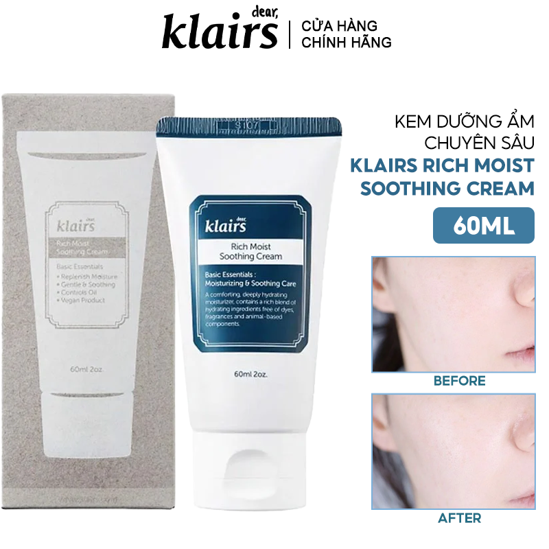 Kem Dưỡng Ẩm Chuyên Sâu Klairs Rich Moist Soothing Cream 60ml