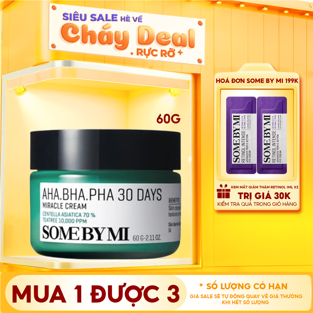 Kem Dưỡng Some By Mi Hỗ Trợ Cải Thiện Mụn AHA-BHA-PHA 30 Days Miracle Cream